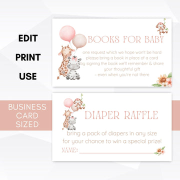 baby girl safari baby shower diaper raffle editable template